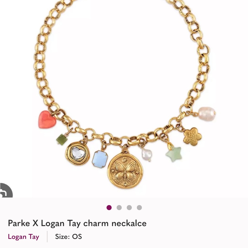 Logan Tay Gold Charm Necklace with Multicolor Accents